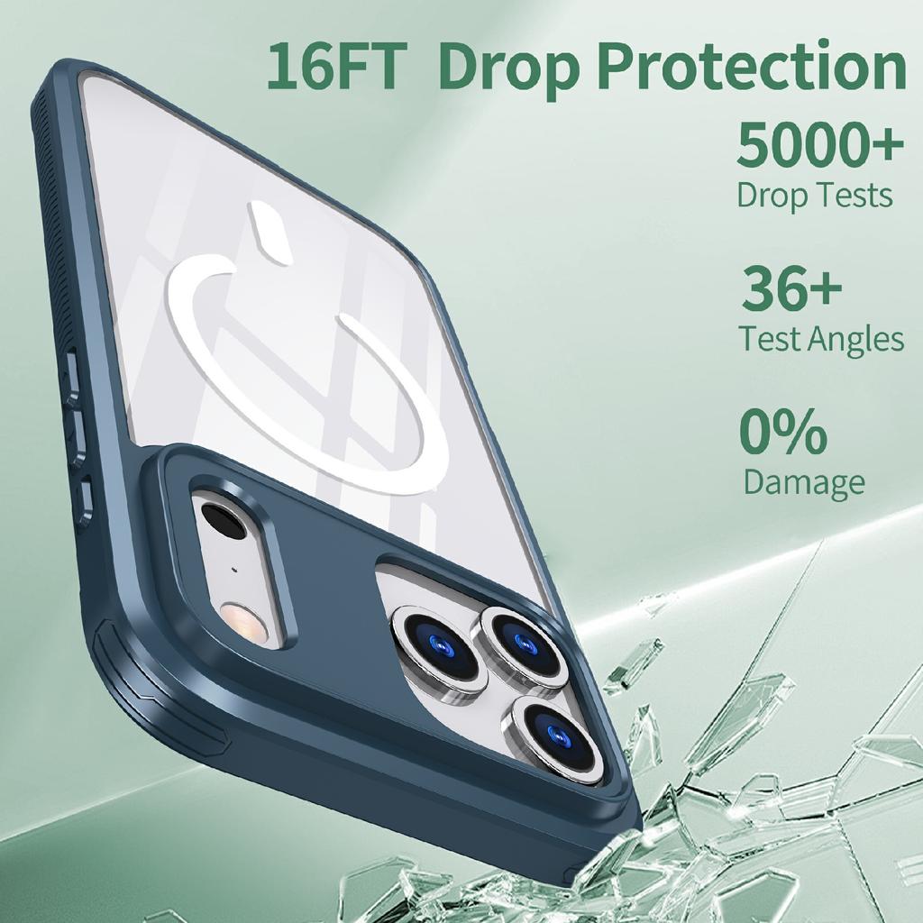 For iPhone 17 Pro Max Case Compatible with MagSafe TPU PC Clear Phone Back Cover