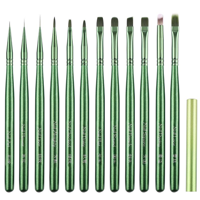 Cross-border Nail Art Brush Set: Japanese Painting, Flower Line, Square & Round Gel, Ombre Gradient Brushes.