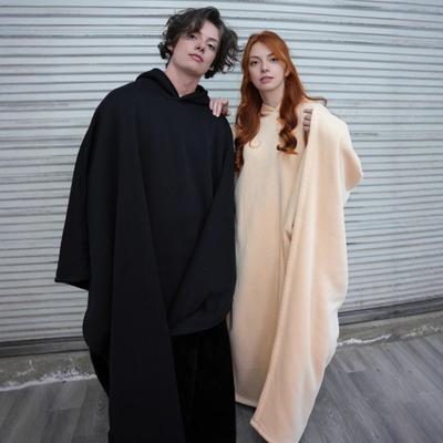 Yousheng Übergroßer Deckenumhang für Damen Herren Erwachsene Unisex Lockere Passform Fleece Kapuzenpullover Umhang Winter Warm Plüsch Tragbare Decke Morgenmantel