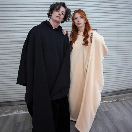 Nadměrná deka-plášť pro ženy, muže, dospělé, unisex, volný střih, fleecová mikina s kapucí, plášť, zimní, teplá, plyšová, nositelná deka, župan