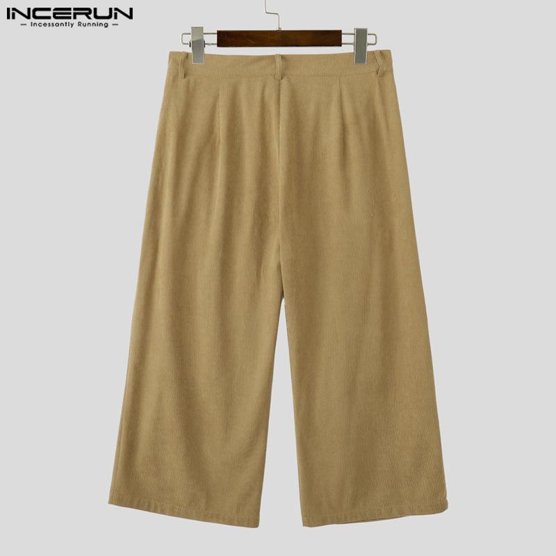 INCERUN Two Pieces Autumn Men Long Sleeve Pullovers Long Pants Casual Corduroy Sets Outfits