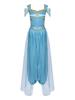 Womens Belly Dance Jumpsuit Sequin Trim Pumpkin Pants Tulle Overlay One Piece Romper Halloween Arabic Cosplay Party