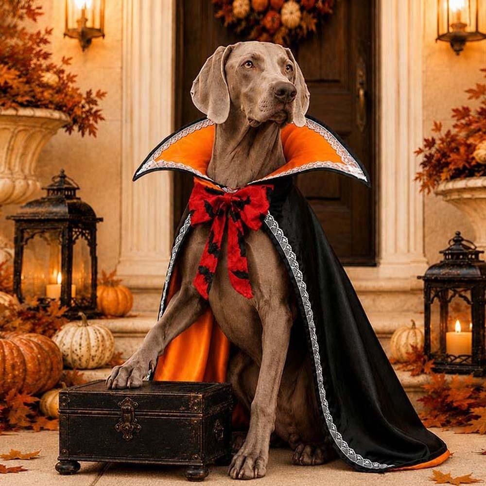 Stand Collar Dog Halloween Cape Open Chest Cat Wizard Robe Pet Bat Cloak  Dog Clothing