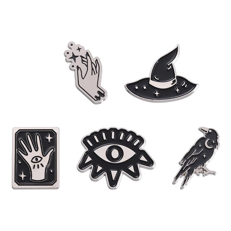 Punk Gothic Enamel Pins 4-7 Pcs/set Cute Ghost Halloween Cool Cowboy Brooches Lapel Badges Jewelry Gift for Fans Friends