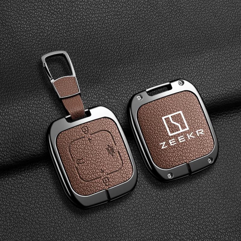 Interior Mouldings For Zeekr 7X 2024 2025 Zinc Alloy Leather Car Remote Key Case Cover Fob Protector Shell Holder Auto Keychain