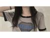 Women's Pink Color Block Short-Sleeve Crop Top - Sweet & Spicy Summer Style