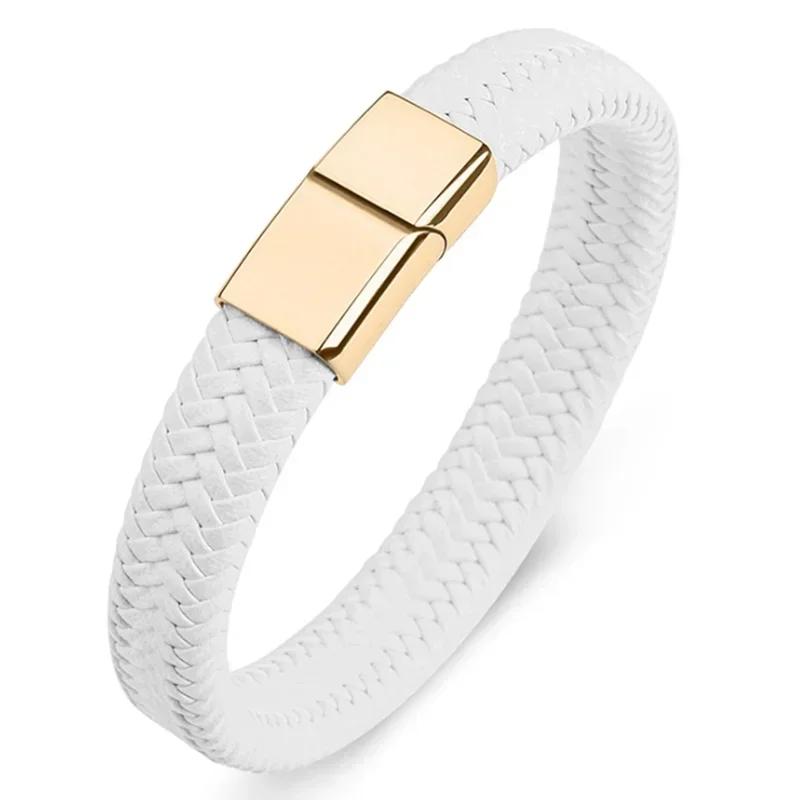 Vintage Handwoven Black Leather Bracelet with High Quality Metal Buckle Suitable for Men\'s Personalized Charm Wristband Jewelry