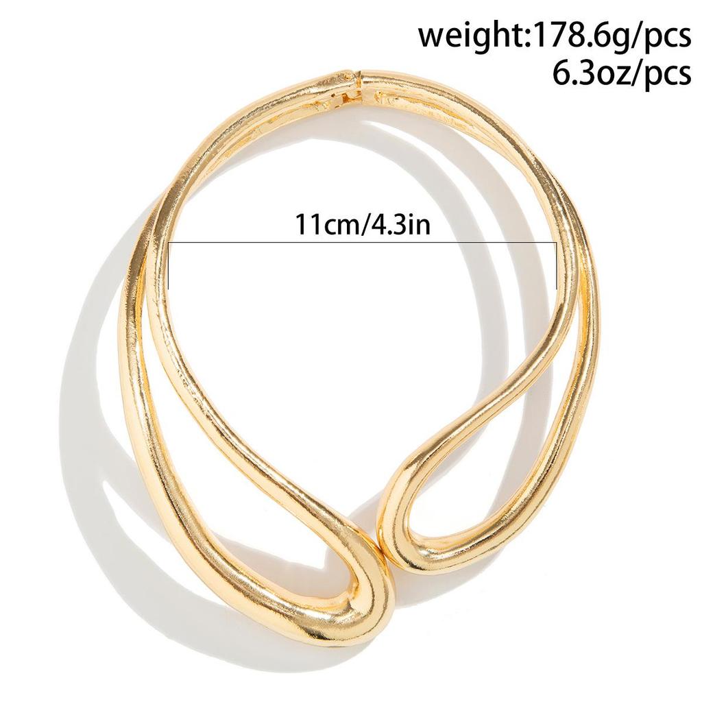 Glossy Retro Irregular Round Metal Choker Necklace for Women