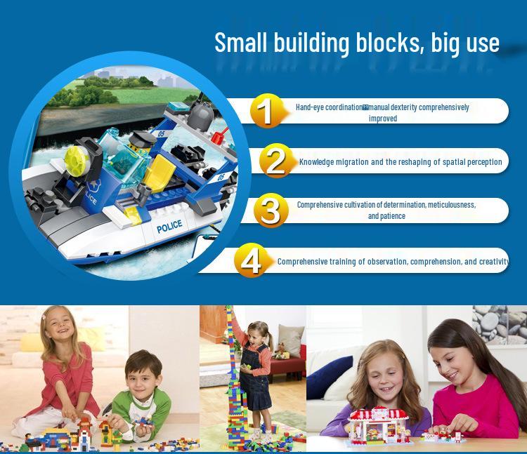 Wange City Police Airplane Building Blocks - Parent-Child Interactive Toy