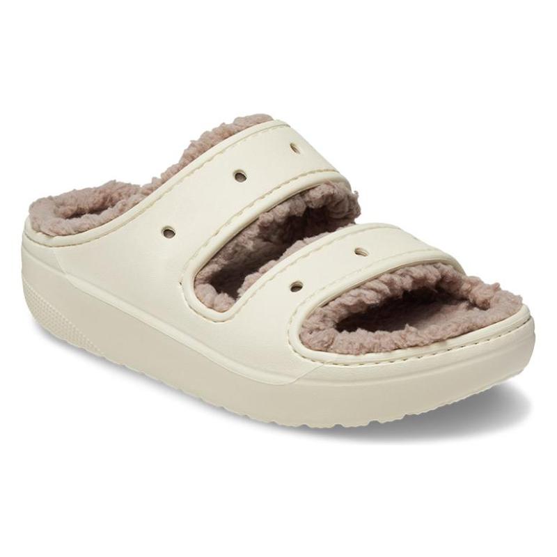 Crocs EVA Classic Warm Fleece Slippers Unisex Bone White