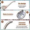 ABWR-8 Pieces Asian Retro Chinese Rice Spoons Curved Handle Ramen Soup Spoon Painted Flower Spoons With Long Handle