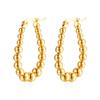 European and American Fashion Oval Welding Bead Stainless Steel Earrings Trend High Sense Women's Light Luxury Plated 18K Ear Jewelry