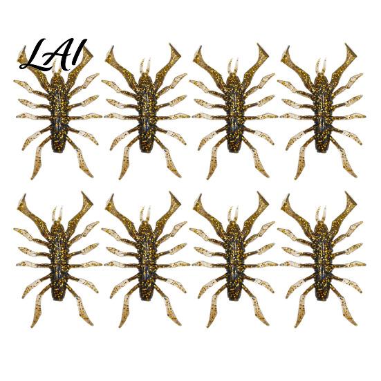 PVC Fishing Baits 8Pcs 6cm/2.8g Bionic Insect Soft Bait Slow Sinking Floating Artificial Lure Lures Swim Bait for Freshwater Saltwater Trout Crappie