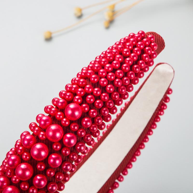 He Ming European Fashion Full Pearl Sponge Headband - Elegant High-End Hair Accessory for Women