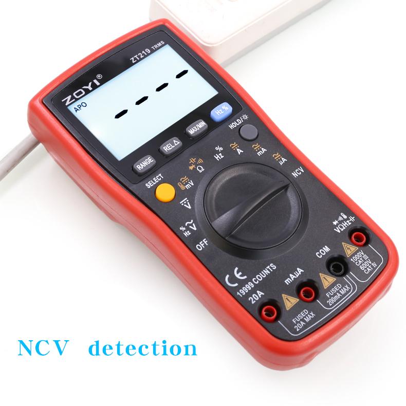 ZOYI Auto-Range Multimeter ZT219 Hochpräzises 4,5-stelliges True RMS Digitalmultimeter mit Überlastschutz, 19999 Counts