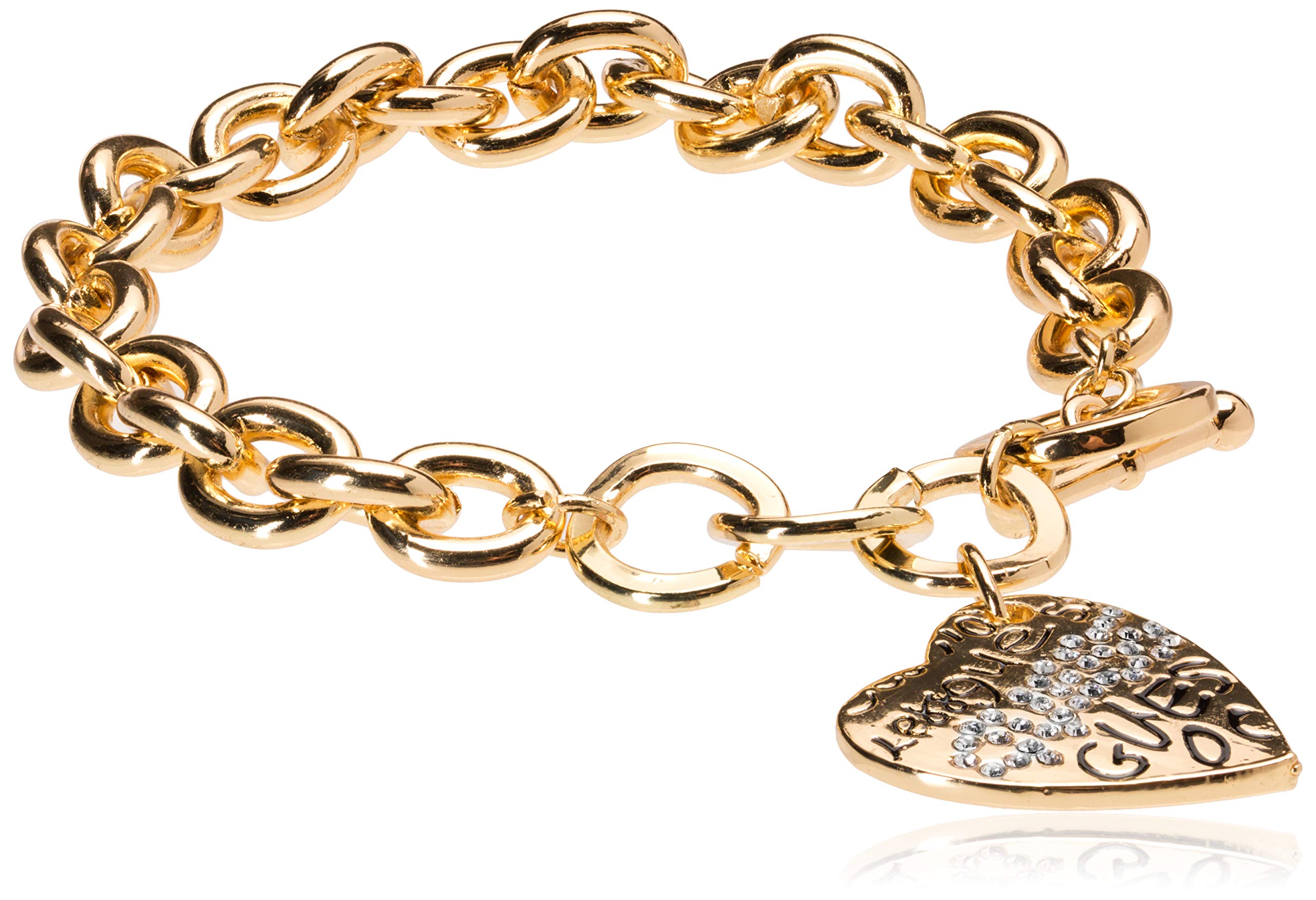 

GUESS Graffiti Logo Heart Toggle Charm One Metal Basic Браслет, Размер, золотой