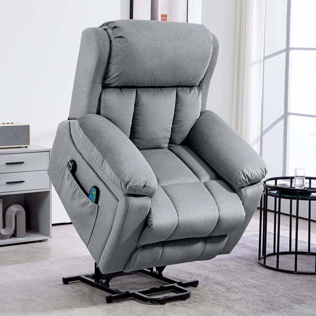 Eight-Point Massage Lift Chair, with Remote - Grey