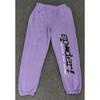 Heavyweight Fleece Lined Sweatpants Men Streetwear Spider Web Print Casual Pants