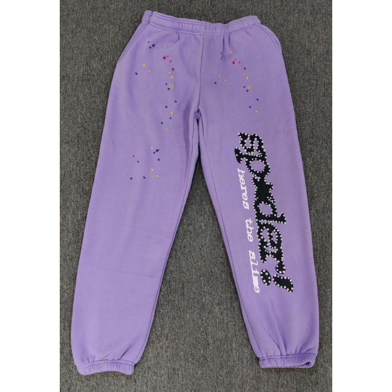 Heavyweight Fleece Lined Sweatpants Men Streetwear Spider Web Print Casual Pants