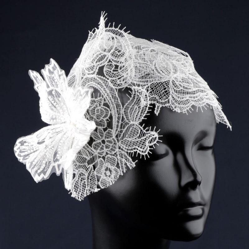 Diadema da sposa fatto a mano in pizzo floreale stile cinese vintage con velo per fotografia di matrimonio di ispirazione francese