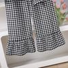 Girls' Outfit Children's Clothing Autumn New Sweet Artistic Style Plaid Long Sleeve Top with Lace Wide-Leg Pants