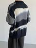 Unisex Retro Color Block Polo Collar Knit Sweater for Autumn/Winter
