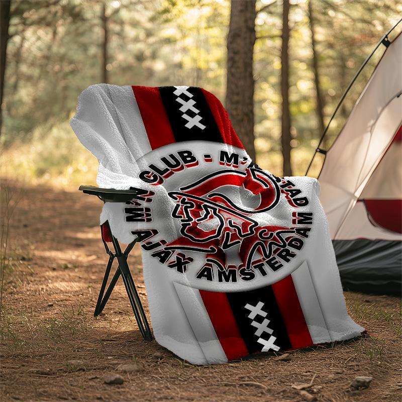 1pc Ajax FC Theme Blanket - Digital Print, Polyester, Cozy for All Seasons, Perfect for Outdoor, and Travel