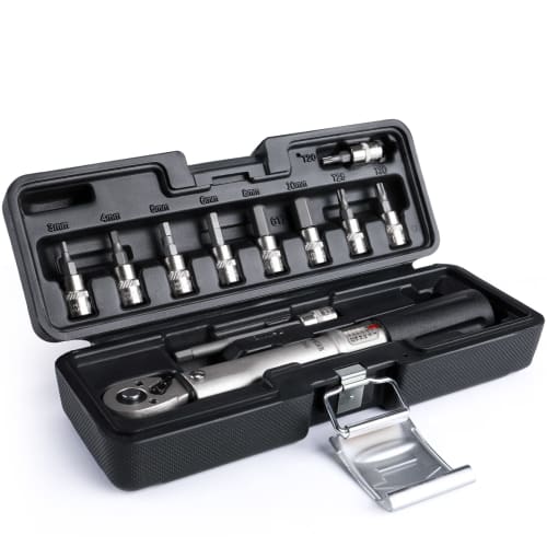 CYCLISTS Bicycle Torque Wrench Set, 6.35mm (1/4") Drive, 2-24Nm, 3/4/5/6/8/10mm, 5mm-L, T20, T25, T30 Sockets, Preset Type, Includes Dedicated Storage