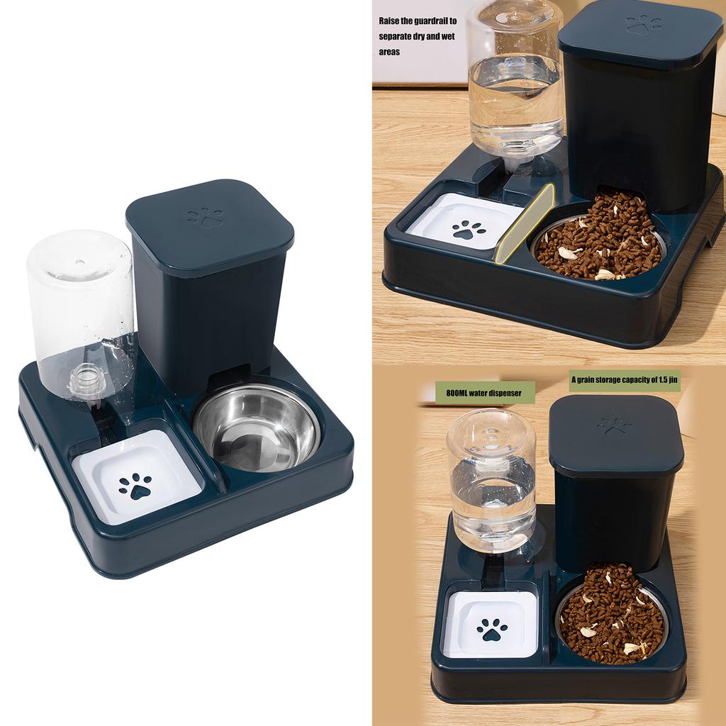 Large Capacity Food Feeder 2in1 Water Dispenser and Food Bowl Small Dog Cats Automatic Feeder for Daily Watering Feeding