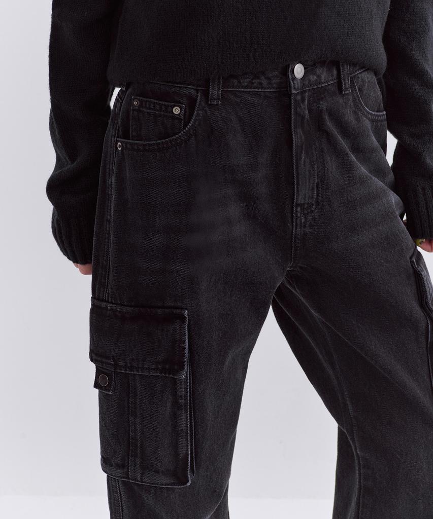 MUSINSA STANDARD WOMAN Women'S Semi-Bootcut Multi-Cargo Denim Pants [Washed Black]