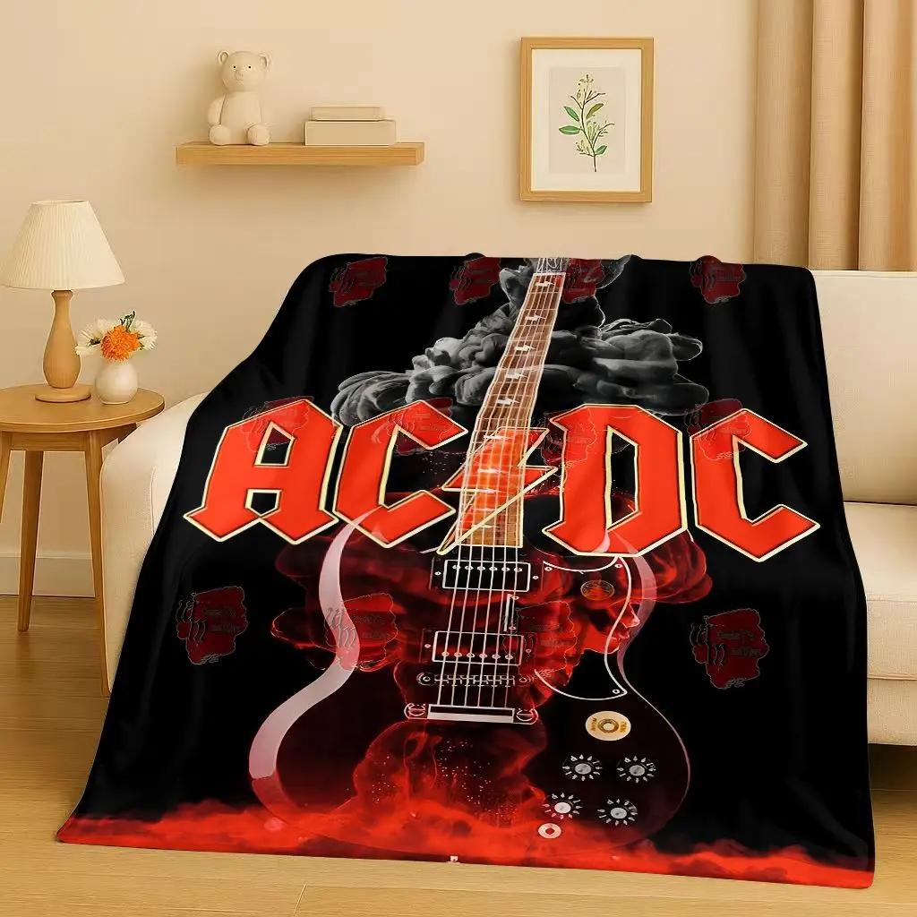 

HD A-ACDC Rock Band Brian Music Catoon Flannel Blanket,Ultra Soft Warm Plush Throw for Home Bedroom Bed Sofa Cover Kids Picnic 75x90cm