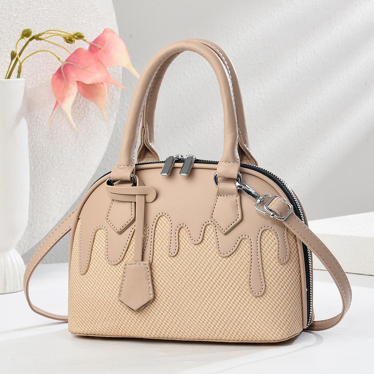 

New Cream Patchwork Handbag Canvas Texture Shoulder Bag Top Look Level Fashion Women Bag All Crossbody Bag Durable Material .
