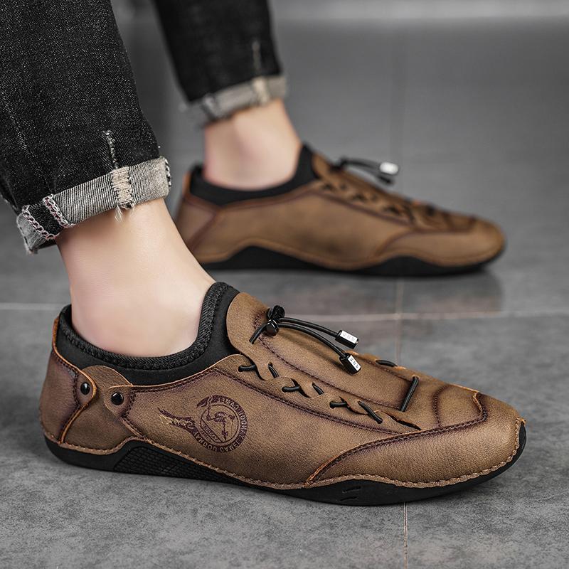 Fashion Men's leather Casual shoes 2024 New fashion outdoor sneakers handmade high quality loafers men's soft soled shoes