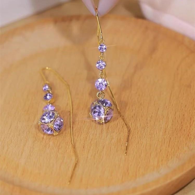 

2024 Блестящие коричневые серьги-кисточки с кристаллами-бриллиантами для более стройного лица фиолетовый