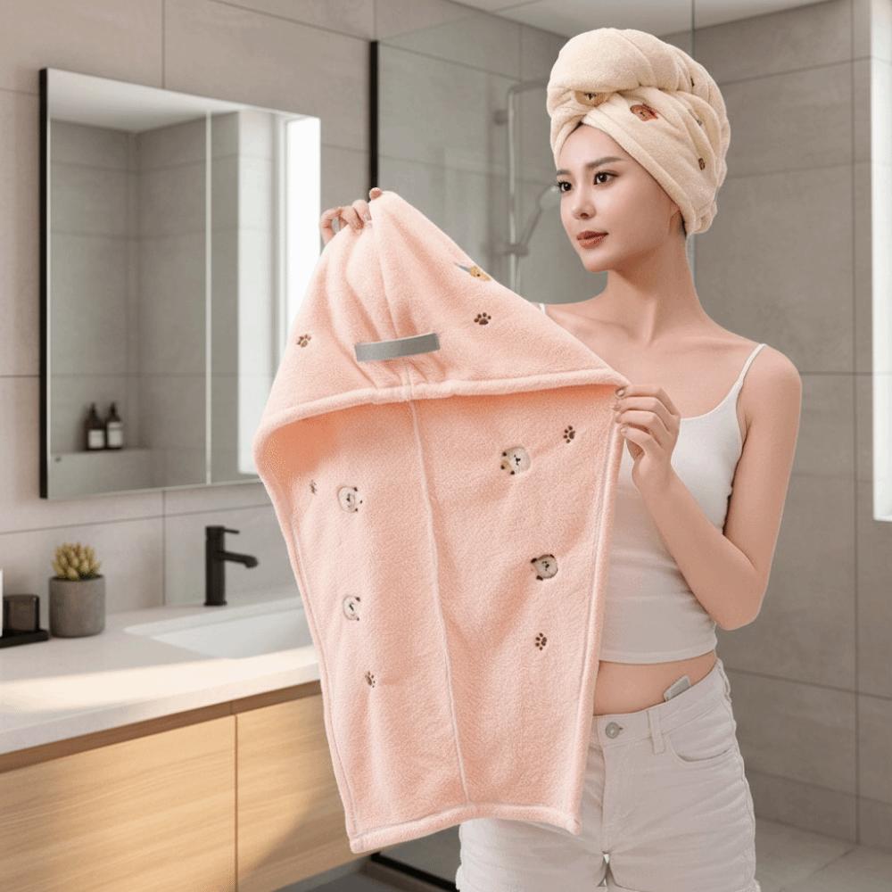 Thickened Head Wrap Cartoon Hair Drying Cap Comfortable Shower Cap  Women