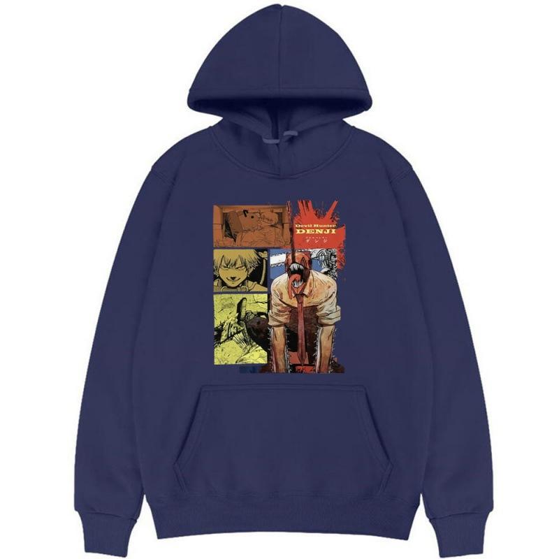 Chainsaw Man Denji Hoodies Print Fashion Sweatshirt Casual Unisex Autumn Winter Fleece Streetwear Tops Male Sudaderas