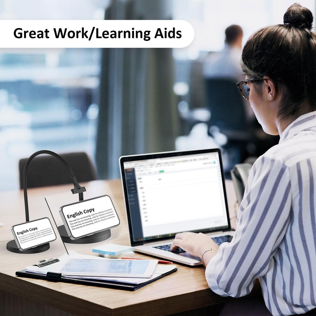 4X Magnifying Glass with Stand 10 X 6 Inches Large Full Page Magnifier Flexible Hands Free Desktop Magnifier for Reading Seniors