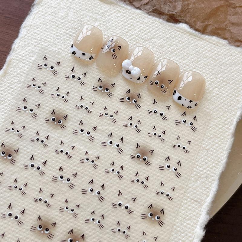 

Милые наклейки для ногтей в виде кошек, симпатичные слайдеры для ногтей в виде кошек, кавайные наклейки в корейском стиле 5D, украшения для маникюра своими руками