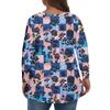 Modisches lässiges Langarm-Oberteil für Damen in Übergröße mit Blumenprint Übergröße Blumenprint-Oberteil