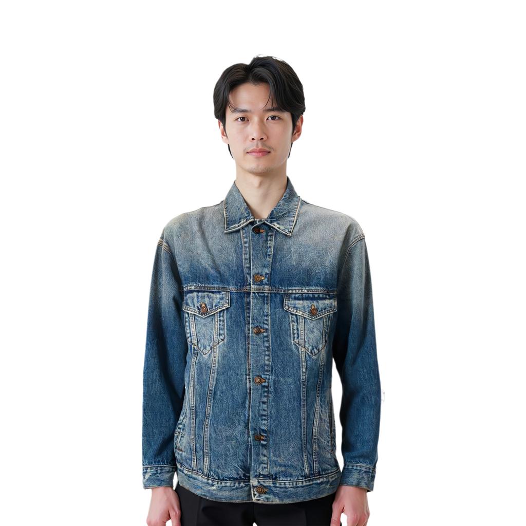 Balenciaga FW22 Denim Jacket Men's Regular Fit Blue 697781TBP484455