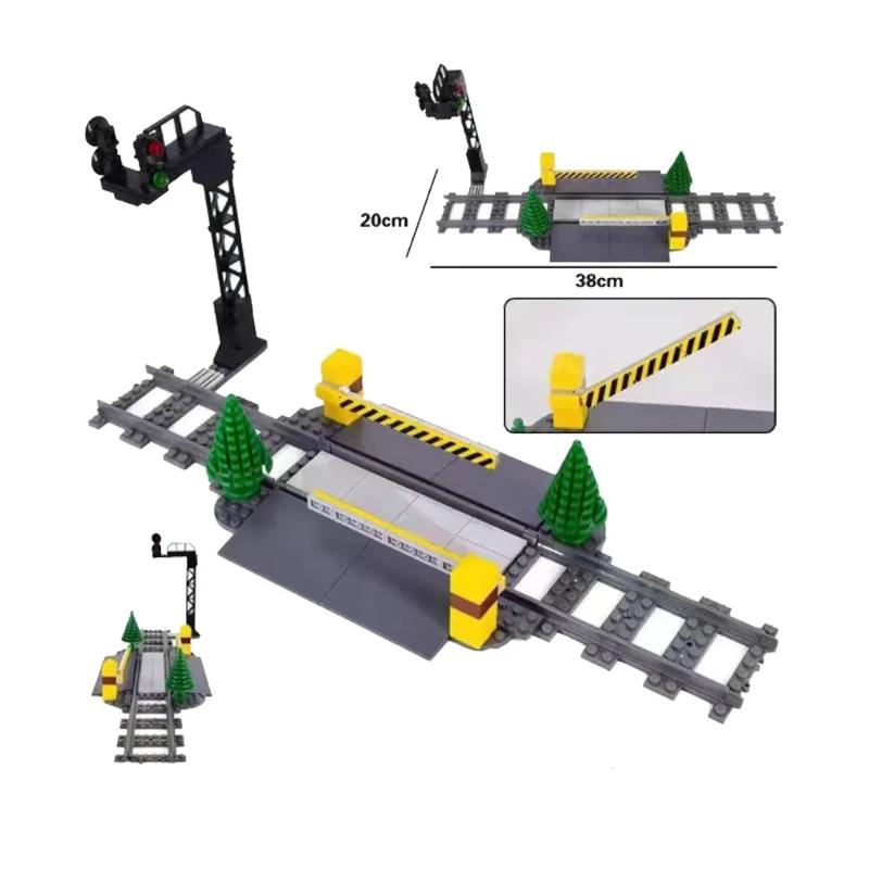 City Train Parts Tracks Train Station Bricks Railway Buffer Stop Model Rails Straight Curved Railways Building Blocks MOC Toys