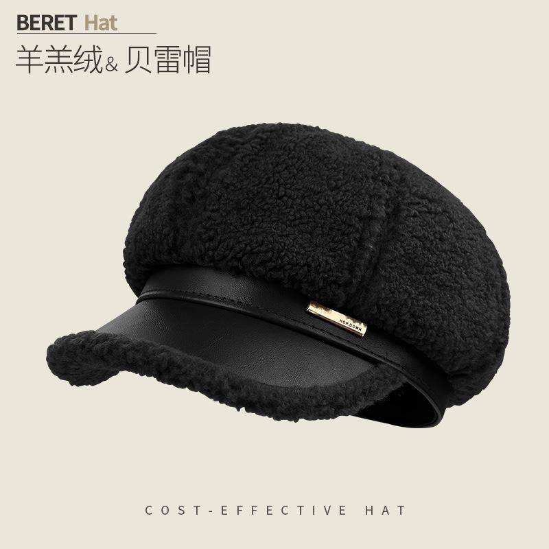 Retro Versatile Woolen Beret Showing Face Ducktongue Octagonal Hat Children'S Warm Windproof Newsboy Hat