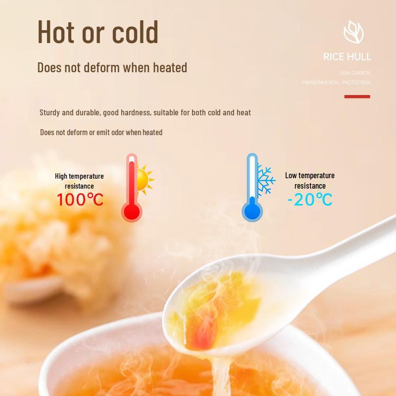 Individually Packaged Thickened Rice Husk Disposable Spoon for Home or Takeaway - Customizable for Dessert, Soup, or Measuring.