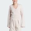 Adidas Yoga Cover-Up Solid Color V-Neck Wrap Yoga Crop Top Women tops Oil-Grey IS2987