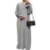 Women's Loose Solid Color Elastic Sleeve Plus Size Dress