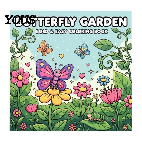 Mindfulness Drawing Supplies Butterfly Garden Coloring Book, Square Format with Thick Paper, Relaxing Paper Sketchbook for Markers Floral Line