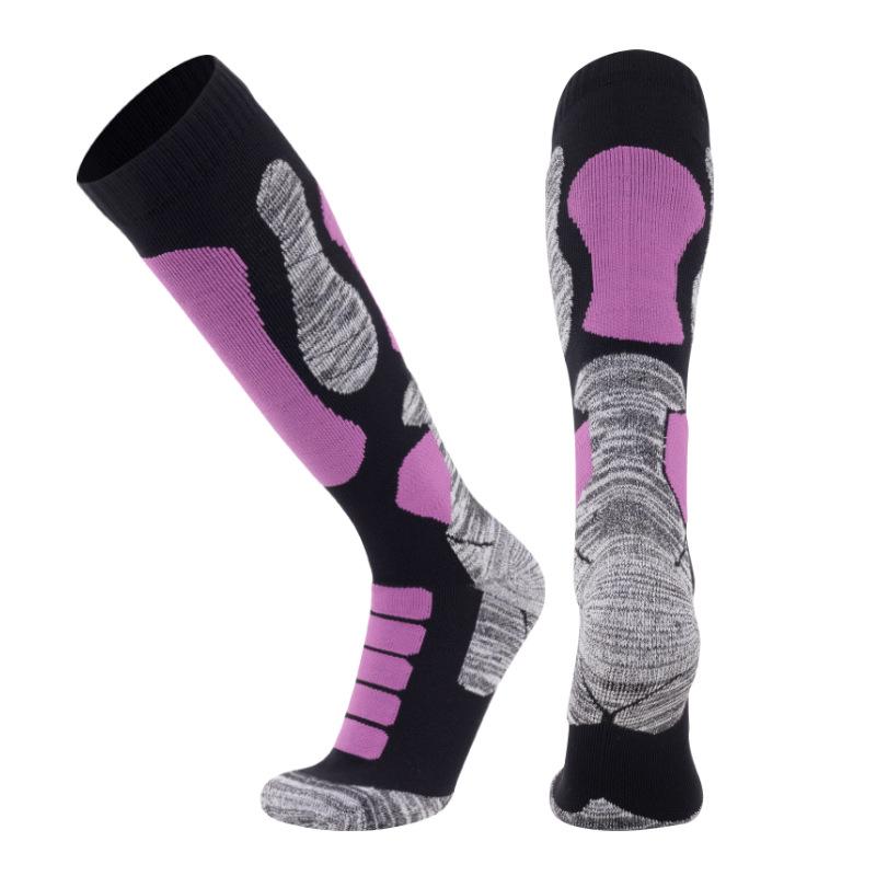 

Socks Snowboard Sports Wool Cycling Merino Ski Winter Hiking Skiing Stockings Men Women Knee High Thermal Sock фиолетовый