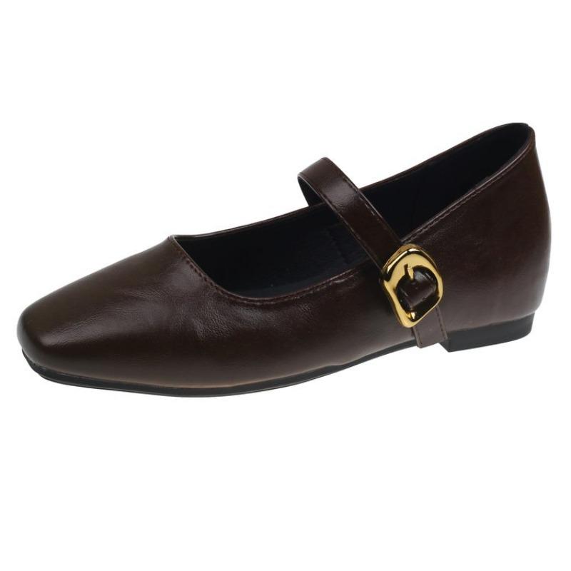 Hot Selling French Retro Silver Square Head Thick Heel Light Mouth Single Shoes Women's 2025 New Autumn Mary Jane Leather Shoes