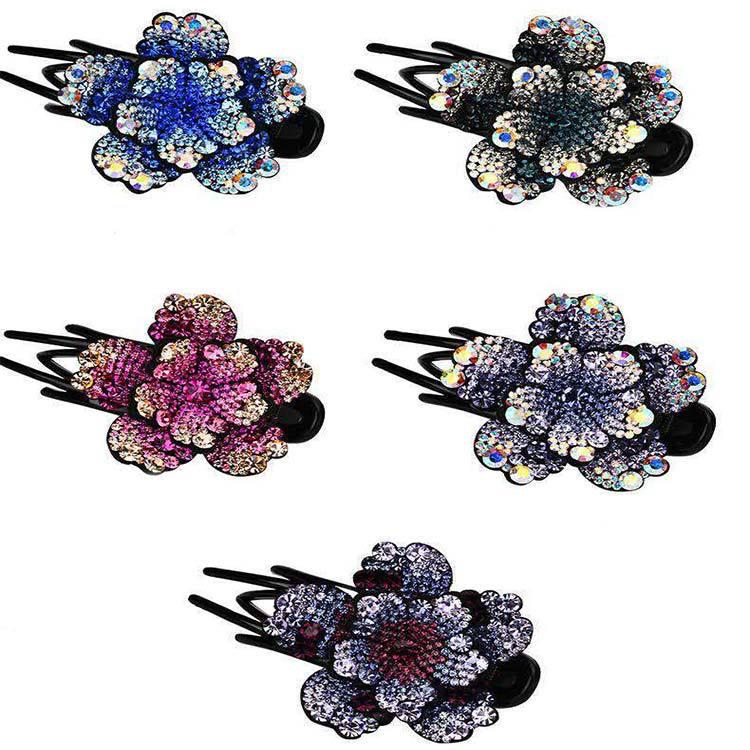 European-Style Korean Rhinestone Ponytail Hair Bun Holder Clip