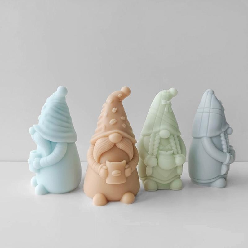 Faceless-Santa Candle Silicone Mold DIY Dwarf Perfume-Stone Candle Making Gypsum-Resin Mold Holiday Gift Home Decoration